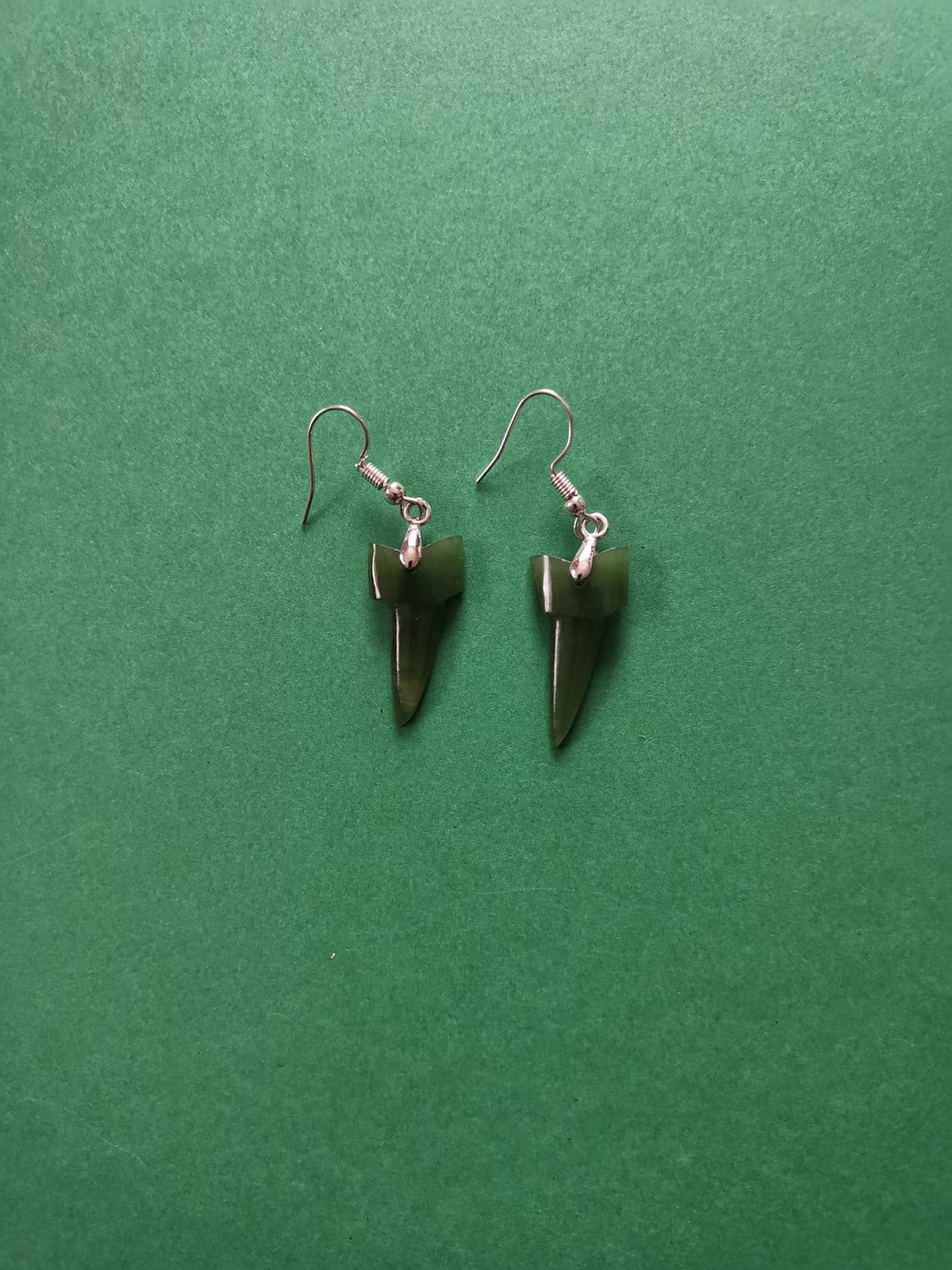 Greenstone Shark Teeth Earrings