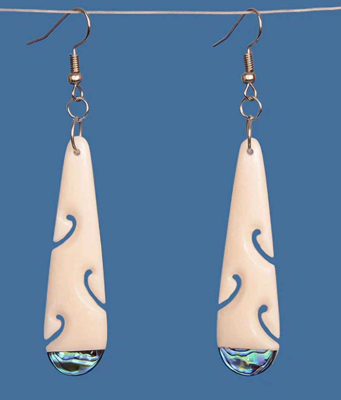Bone Drop Pāua Tip Earrings