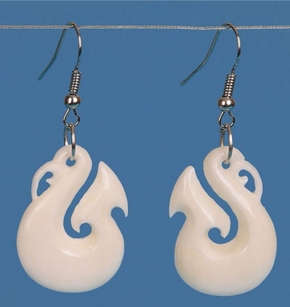 Bone Manaia Hook Earrings — view 1