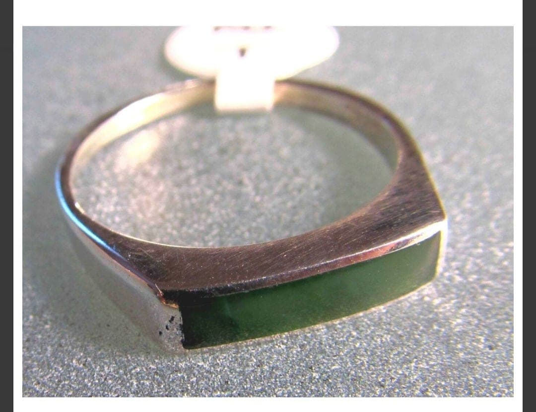 Slim Greenstone Rectangular Ring