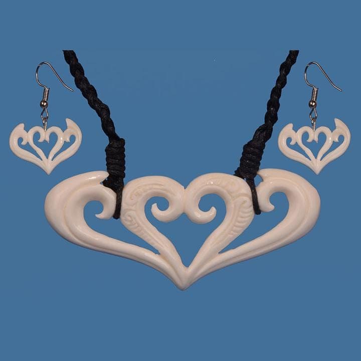 Bone Koru Necklace and Earring Set — view 1