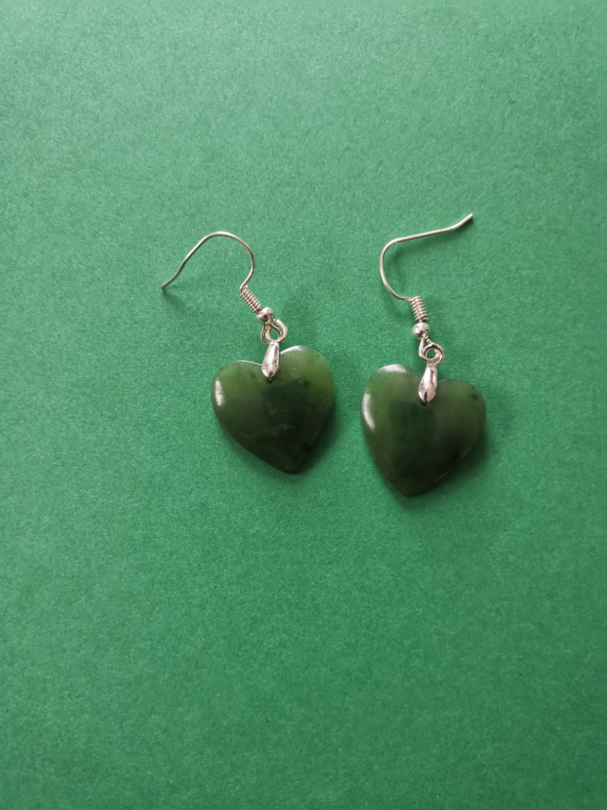 Greenstone Heart Earrings — view 1