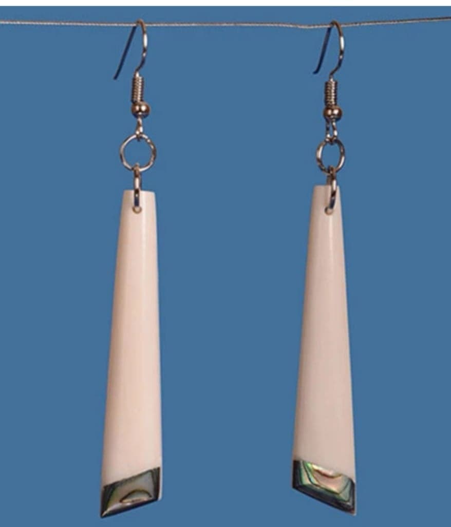 Bone Drop Paua Tip Earrings — view 1