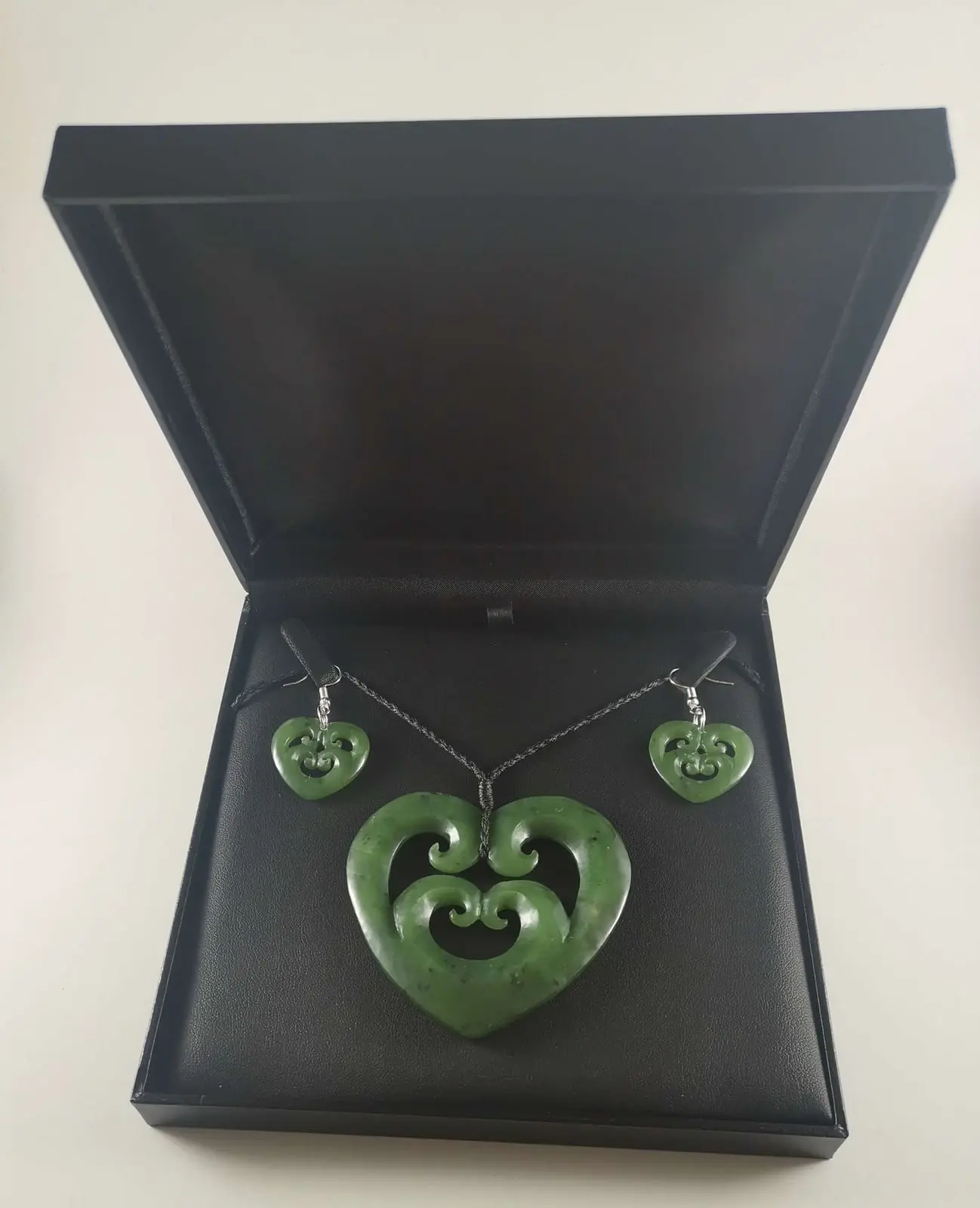 Quadruple Koru Heart Pendant & Earrings Set