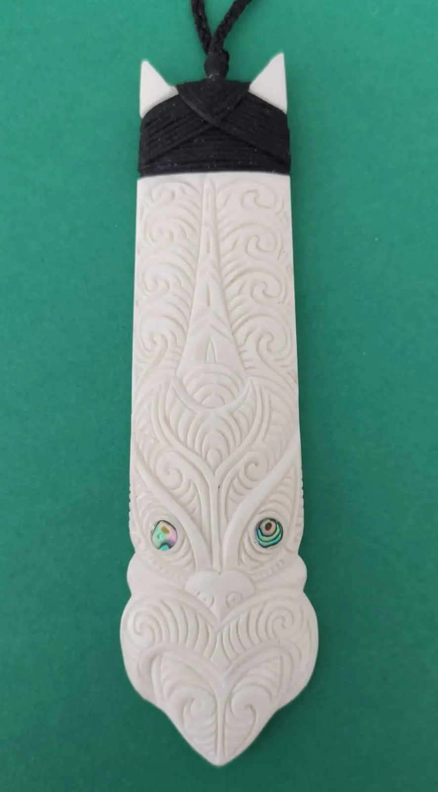 Bone Tiki Taiaha XL Pendant