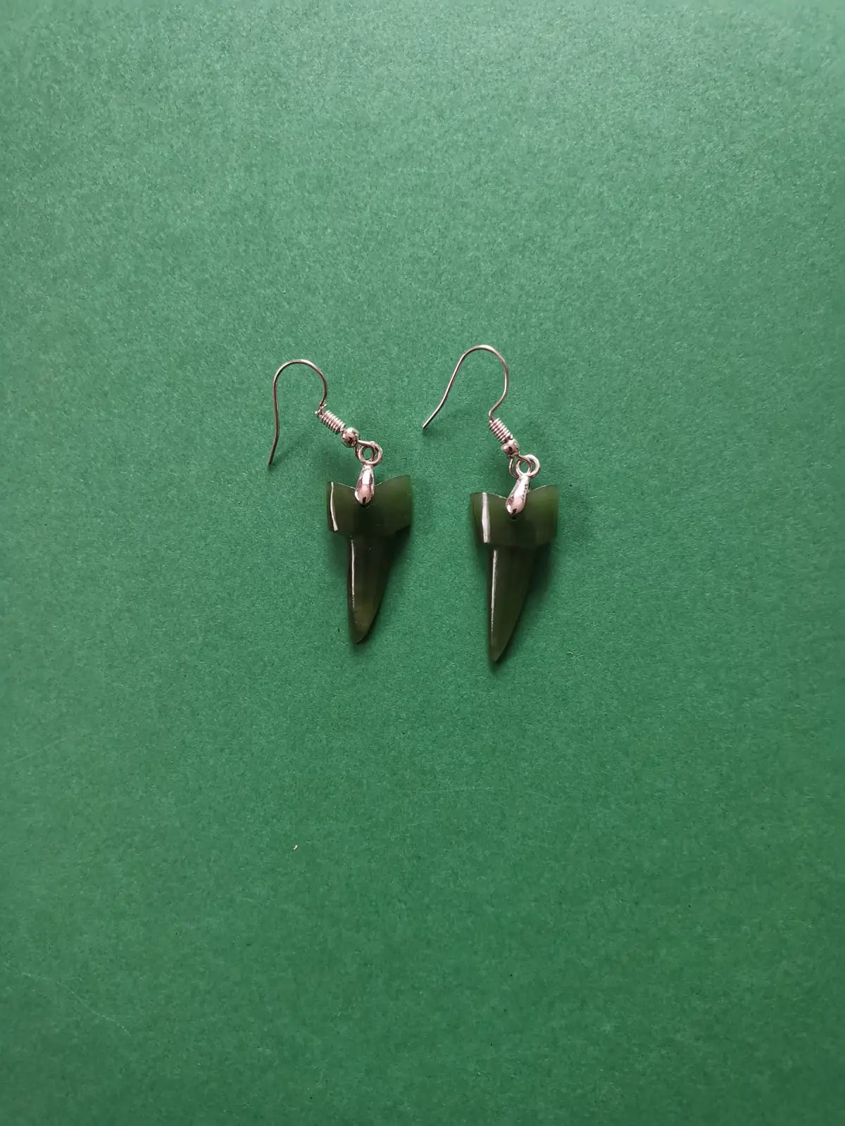 Greenstone Shark Teeth Earrings