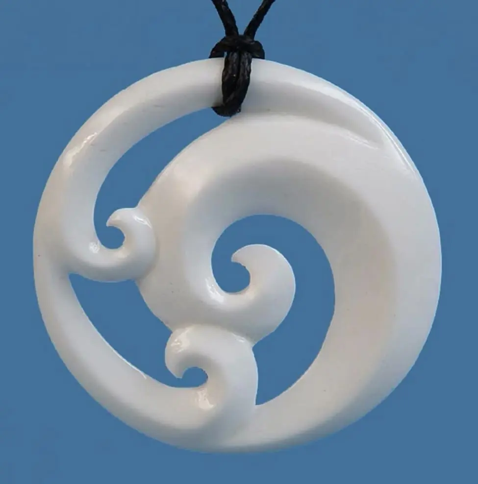 Bone Triple Koru Pendant