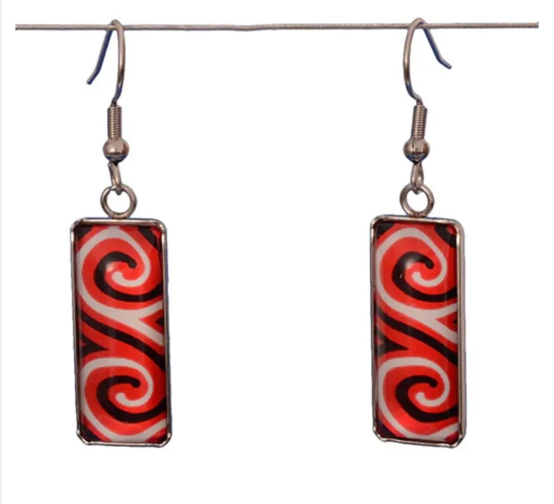 Red Kowhaiwhai Earrings