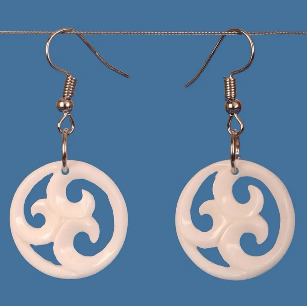 Bone Triple Koru Earrings