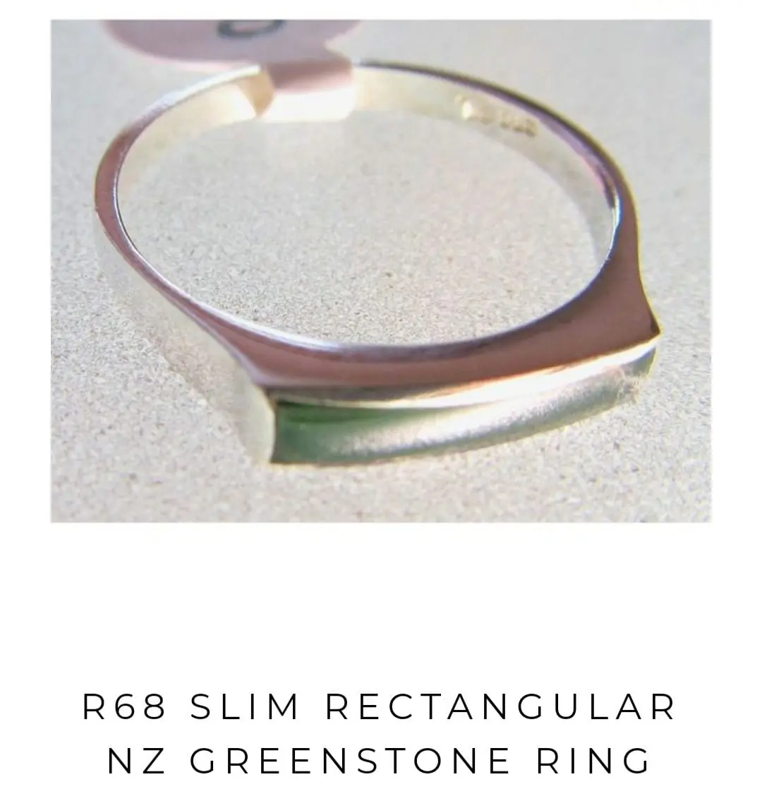 Slim Greenstone Rectangular Ring