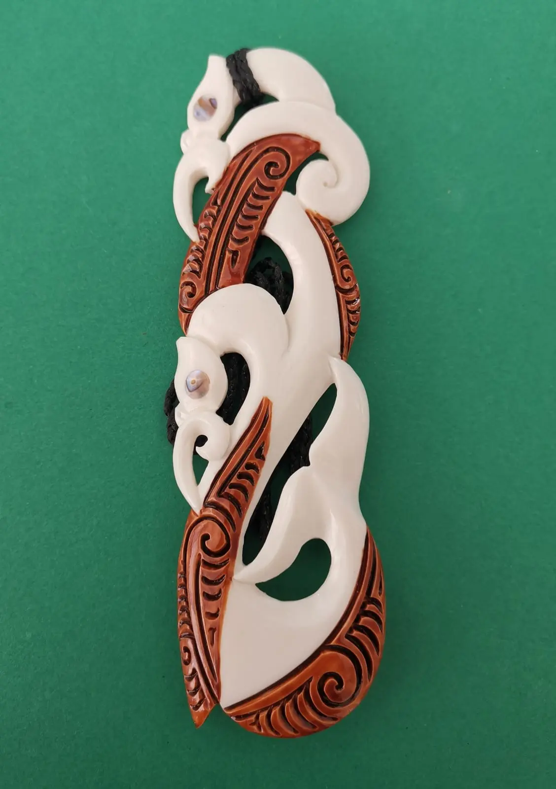 Bone Double Manaia Pendant, XL