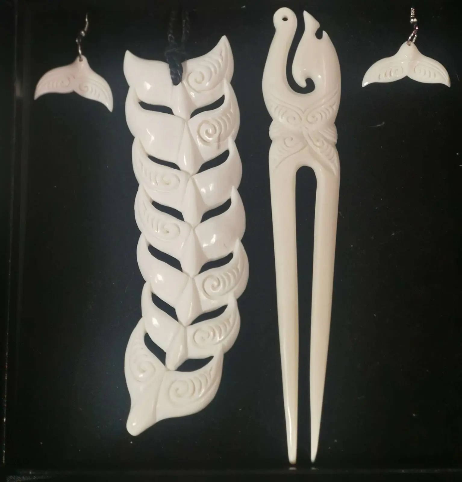 Whale Tail Earring & Pendant Set with Heru