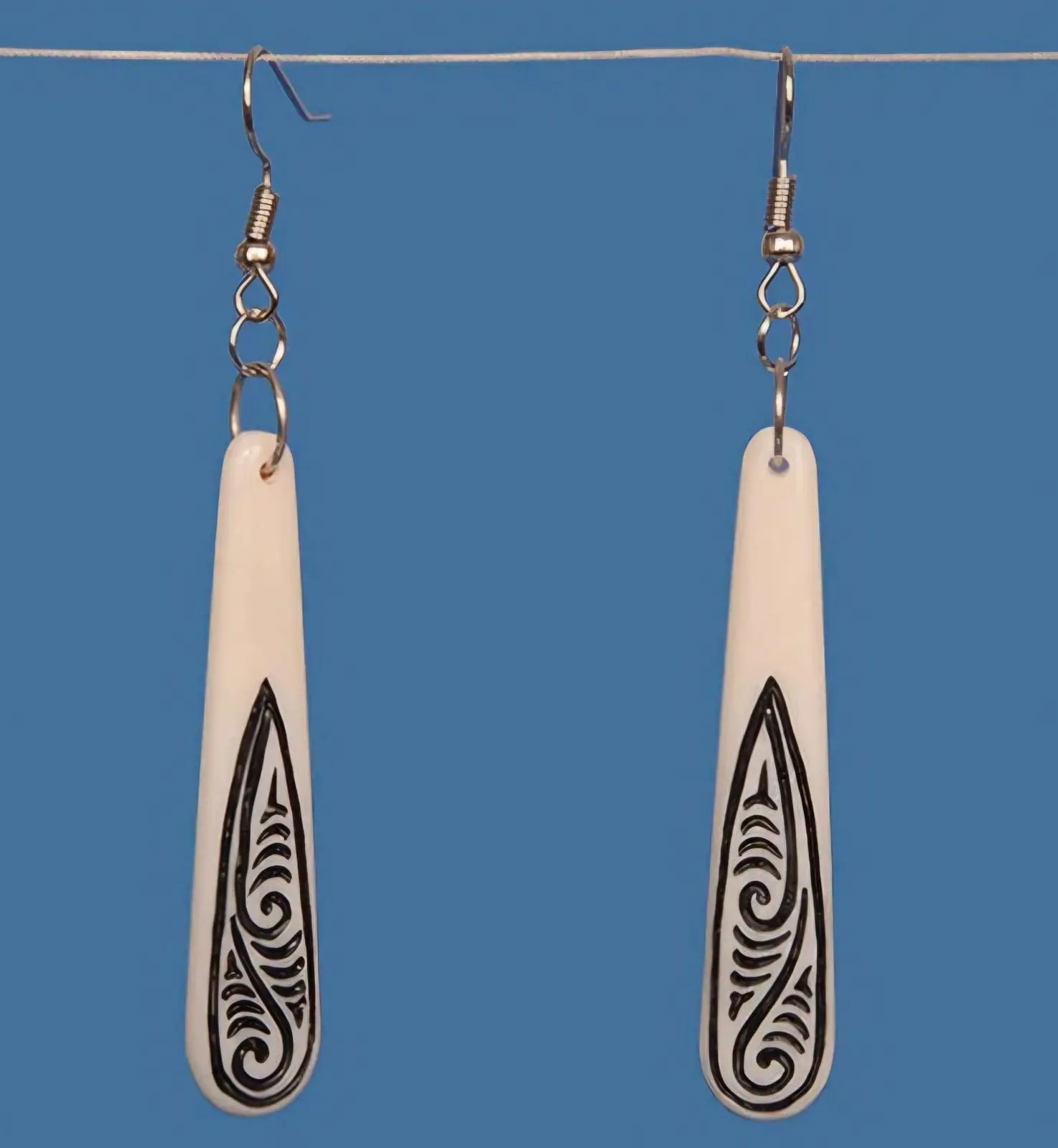 Bone Drop Stained Earrings