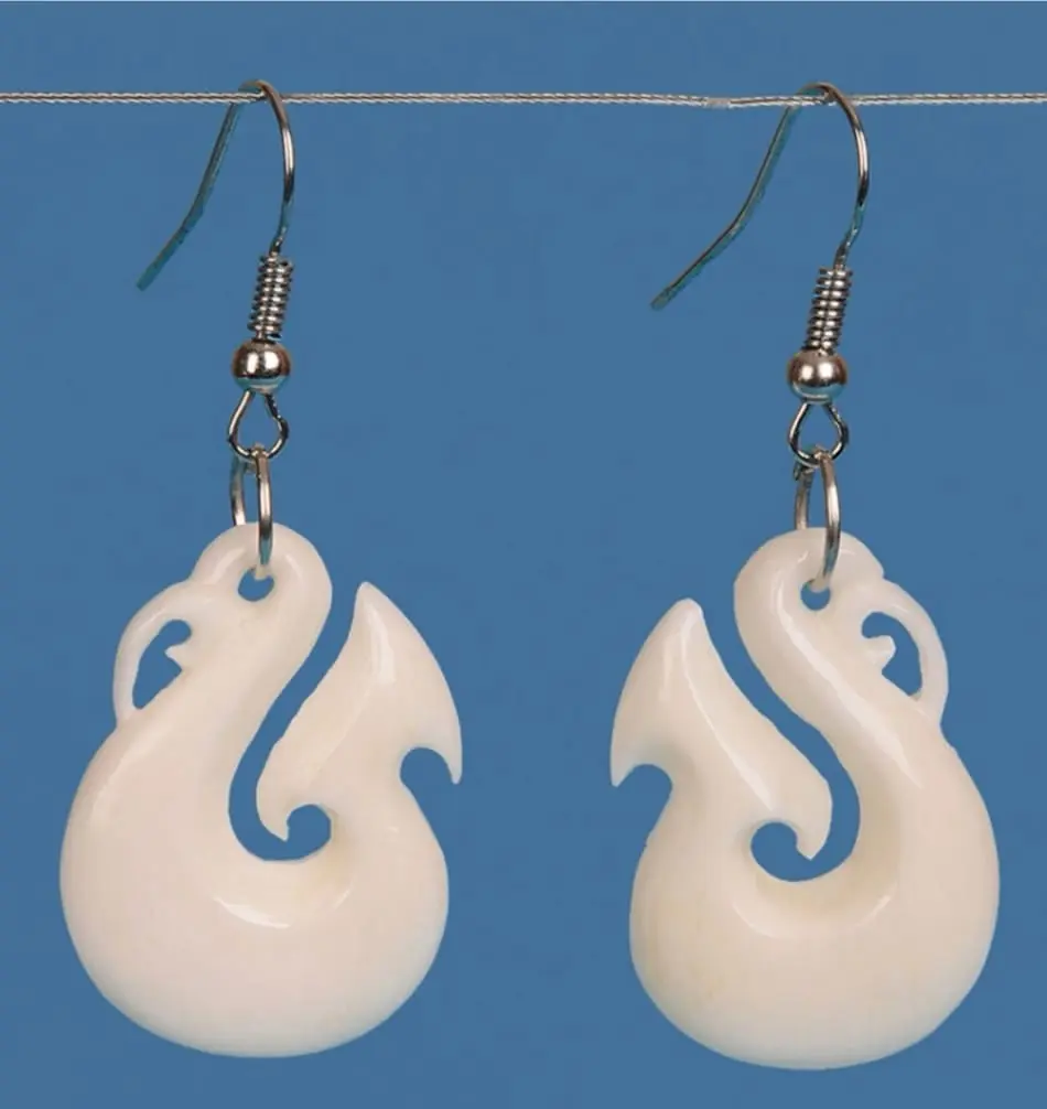 Bone Manaia Hook Earrings