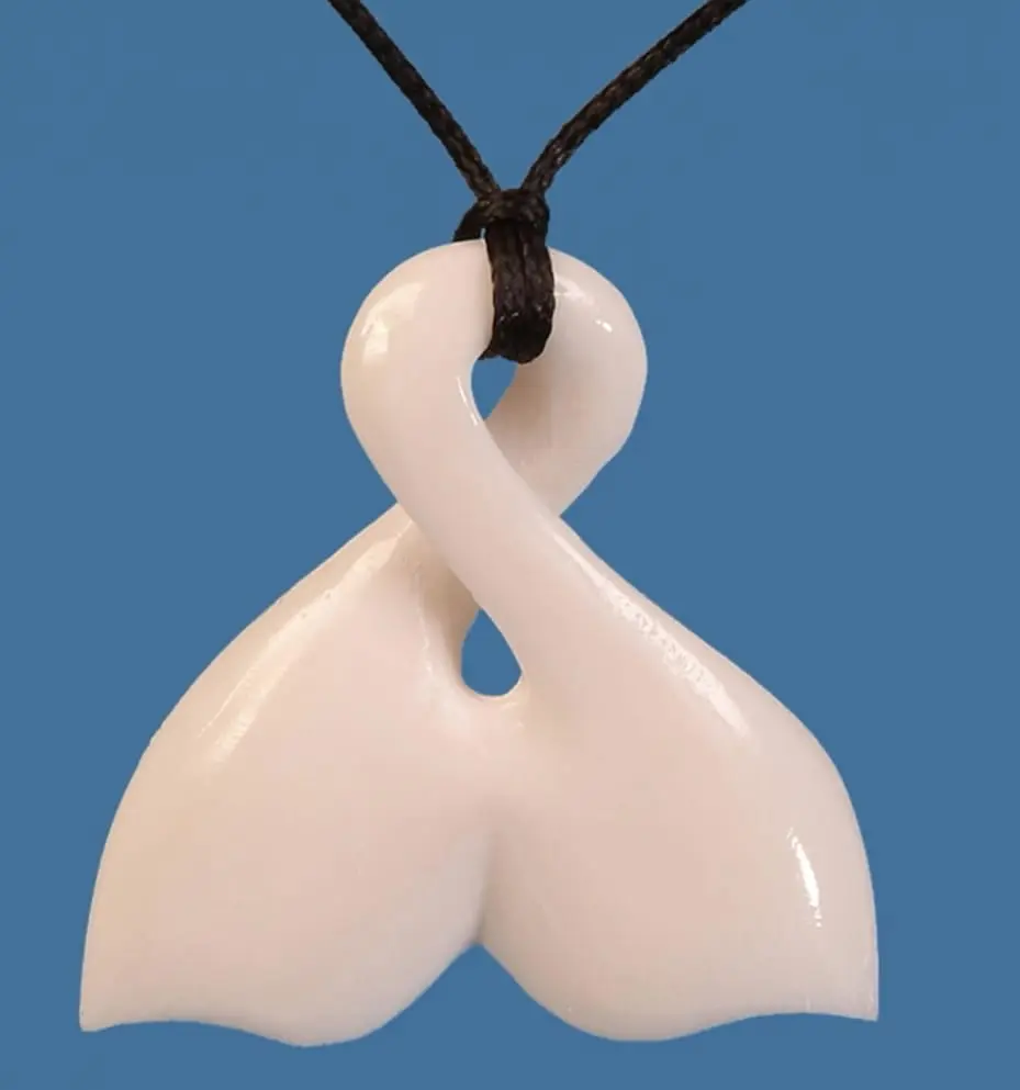 Bone Whale Tail Twist Pendant