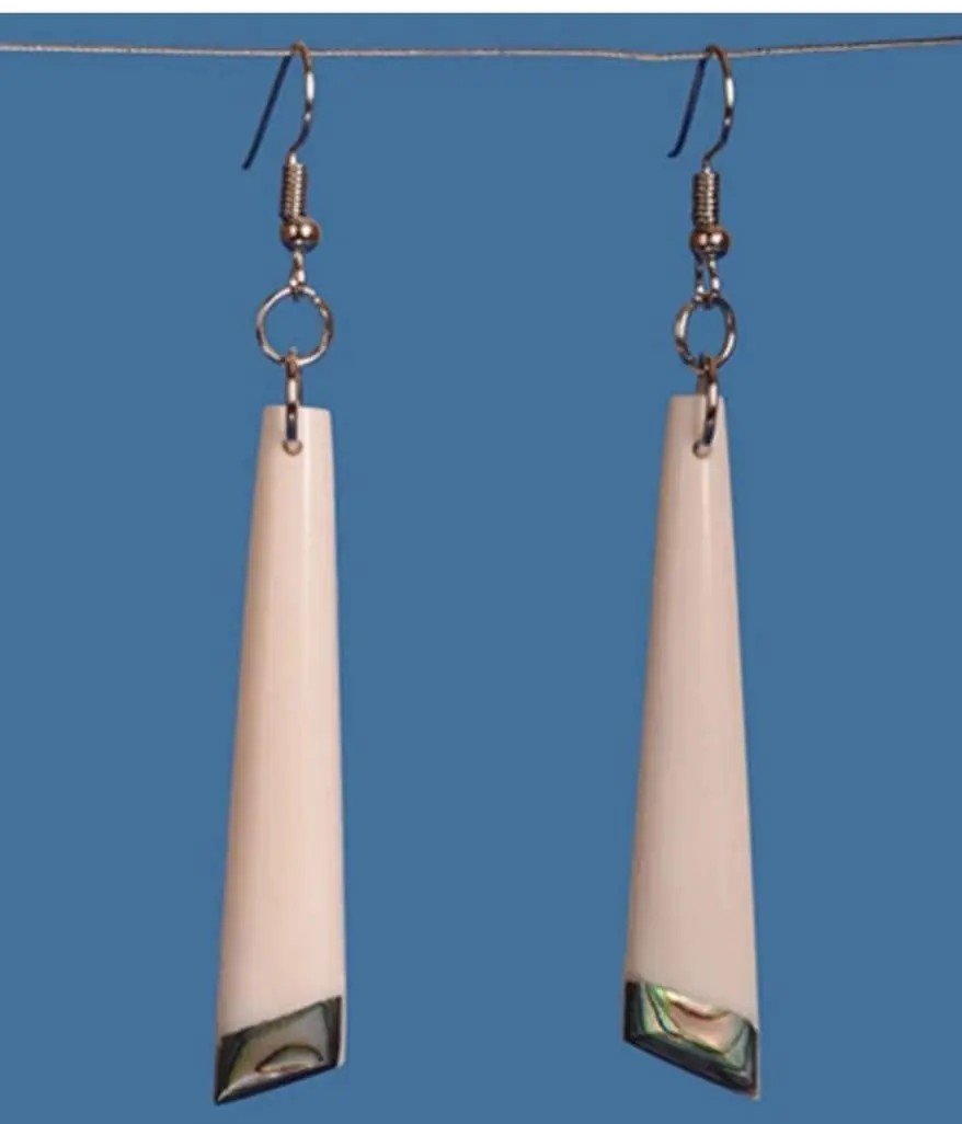 Bone Drop Paua Tip Earrings