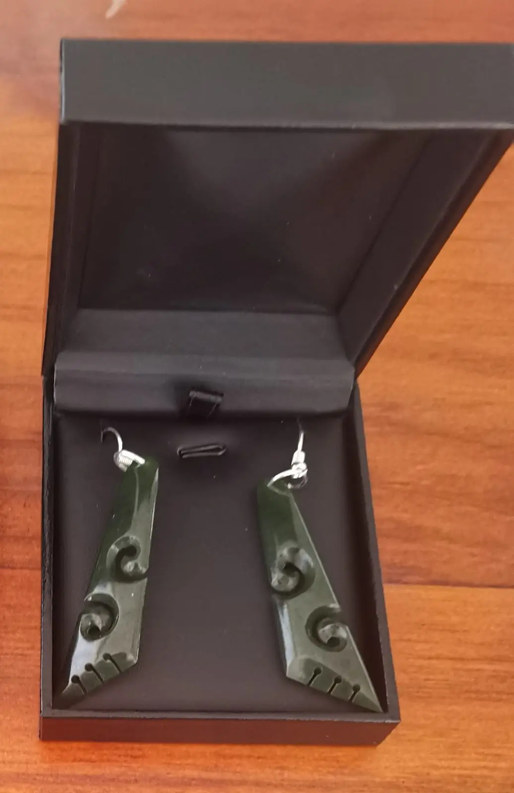 Greenstone Koru Pointed Earrings